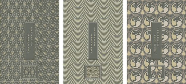 Conjunto de padrão abstrato oriental japonês