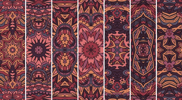 Conjunto de padrão de mandala ornamental étnico com design de impressão em cor pastel Padrão geométrico de azulejos com impressão psicodélica