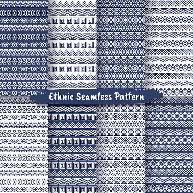 Conjunto de padrão étnico sem costura em estilo nativo, design popular, padrão tribal, decoração étnica