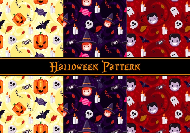 Conjunto de padrão sem emenda de halloween