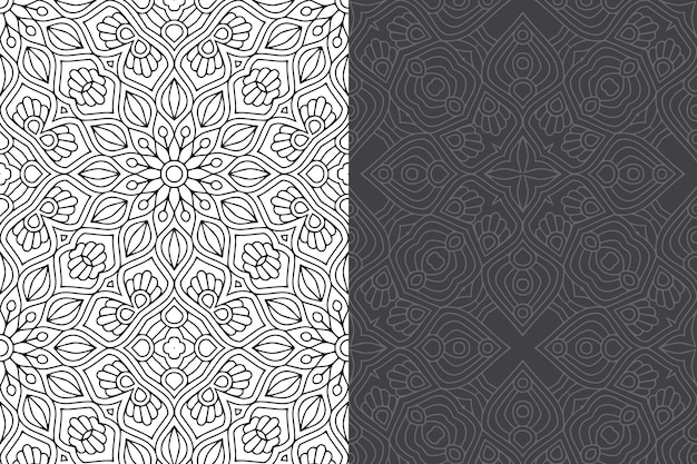 Conjunto de padrão sem emenda de luxo ornamental mandala design.