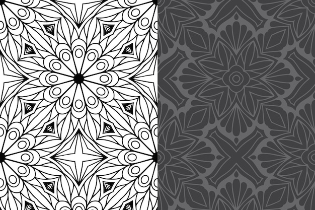 Conjunto de padrão sem emenda de luxo ornamental mandala design.