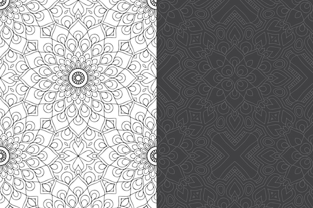 Conjunto de padrão sem emenda de luxo ornamental mandala design.