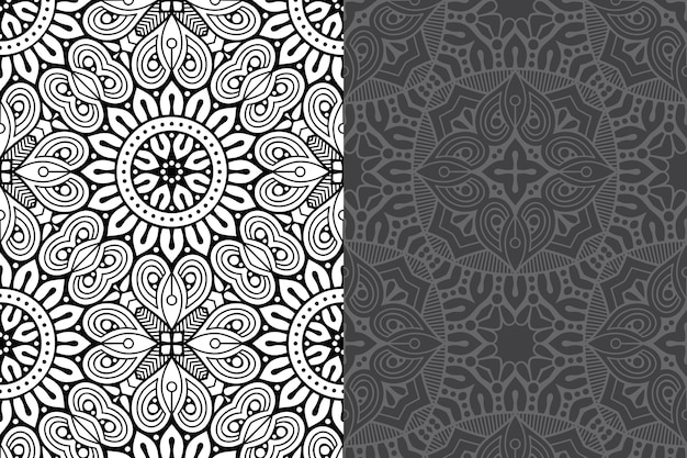 Conjunto de padrão sem emenda de luxo ornamental mandala design.