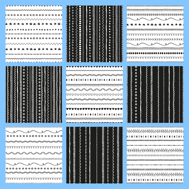 Vetor conjunto de padrões preto e branco