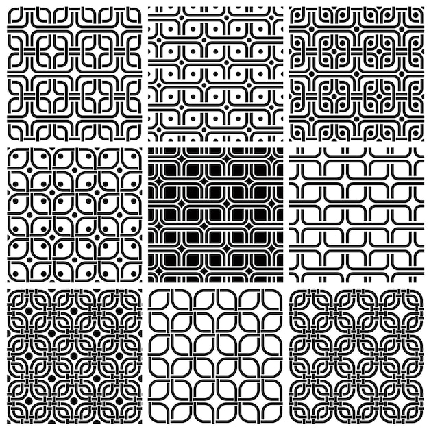Conjunto de padrões sem costura de estilo geométrico