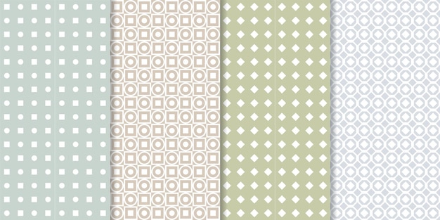 Conjunto de padrões sem costura de textura geométrica mínima Repetindo formas geométricas simples fundos