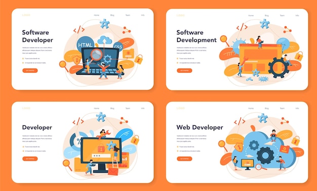 Conjunto de páginas de destino do desenvolvedor de software