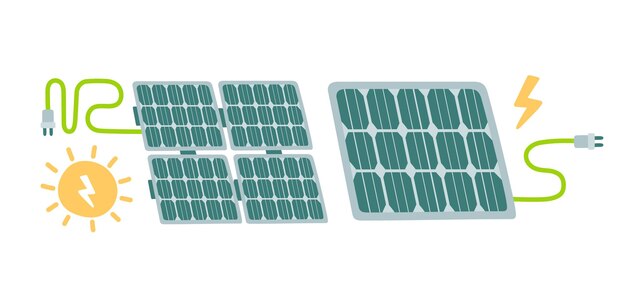 Vetor conjunto de painéis solares, energia renovável alternativa, energia solar, painéis solares tecnológicos, vetor