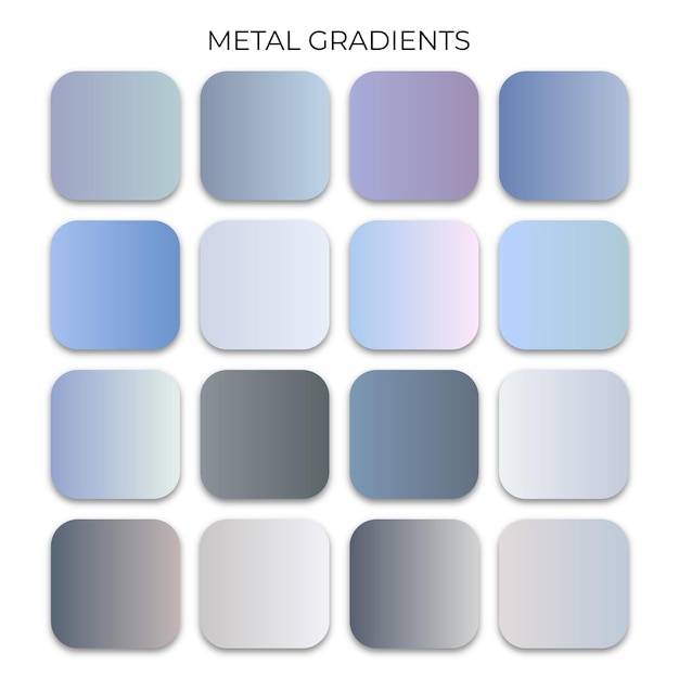 Conjunto de paleta de cores de gradiente de metal