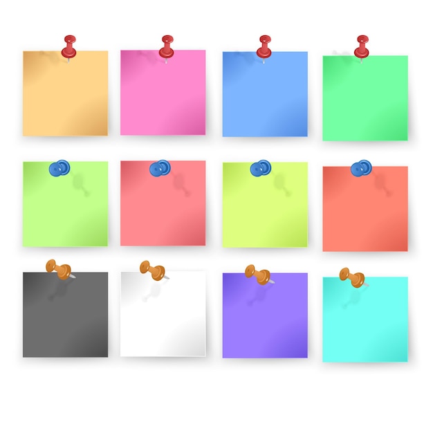 Conjunto de papéis de notas diferentes Conjunto de papel colorido