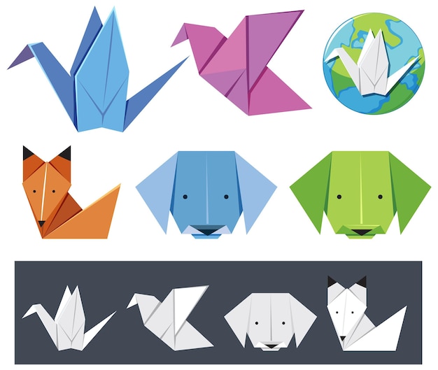 Vetor conjunto de papel de origami de mistura