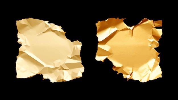 Conjunto de papel rasgado rasgado de ouro tipo diferente realista Pacote de estripador rasgado dourado