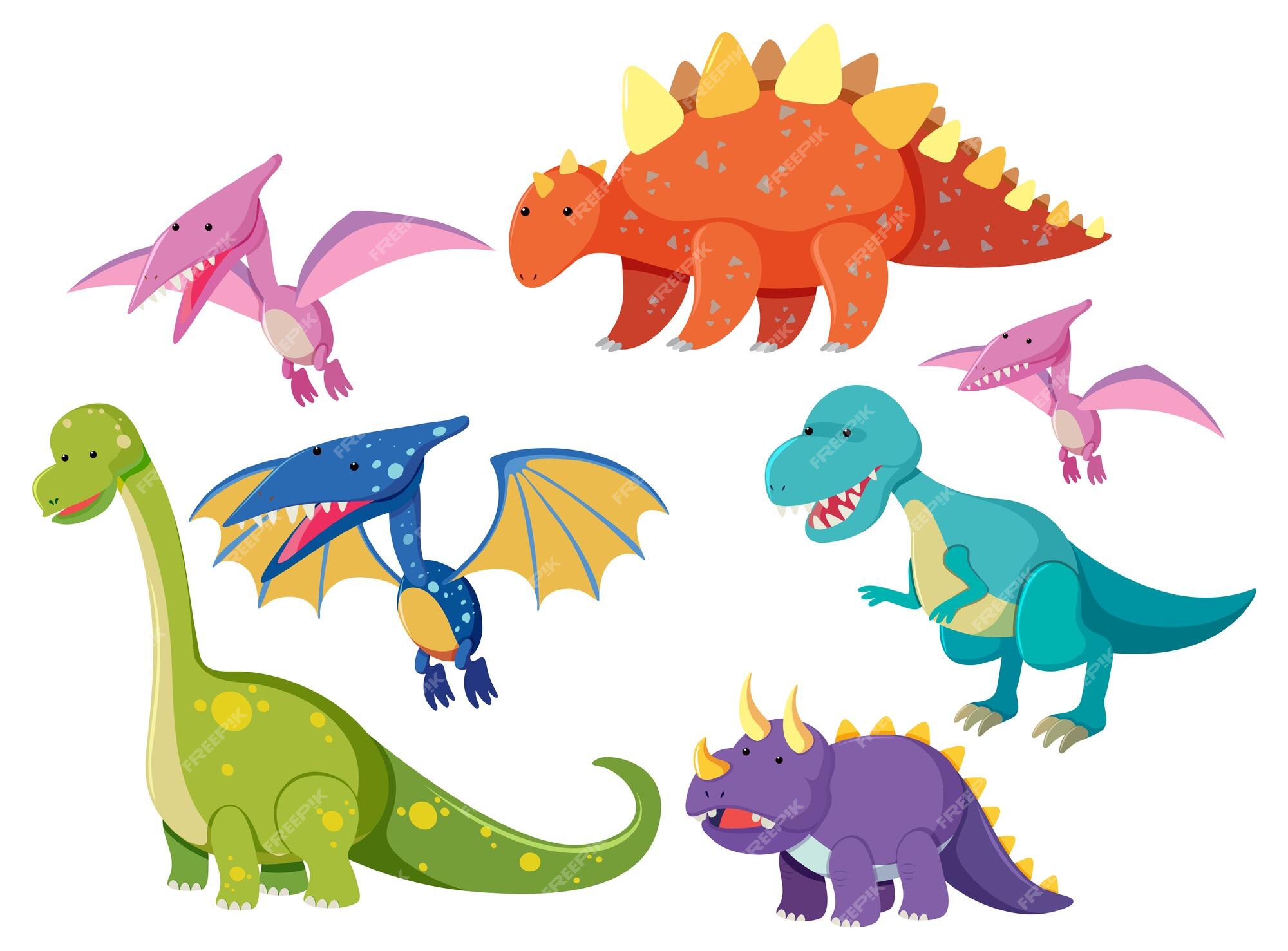 conjunto de personagem de desenho animado de dinossauro roxo 2354025 Vetor  no Vecteezy