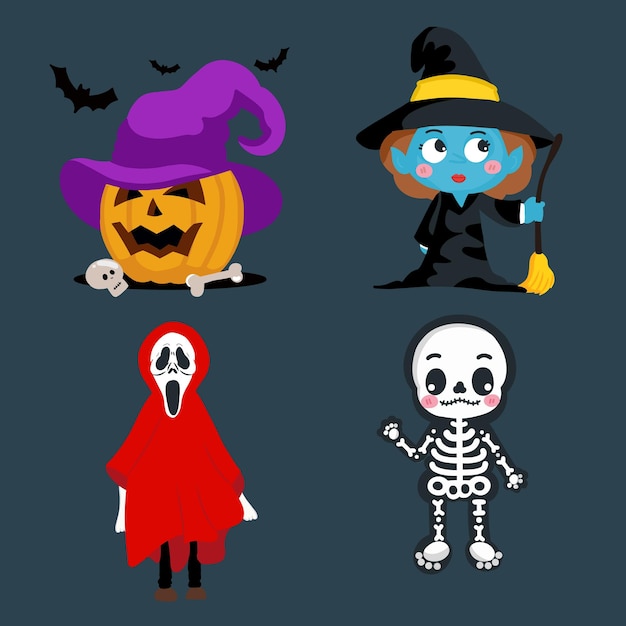 Conjunto de personagem de desenho animado de Halloween