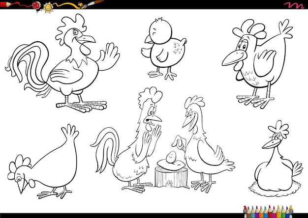 Fazenda galinha desenhos animados para colorir livro vetor(es) de stock de  ©izakowski 20084929