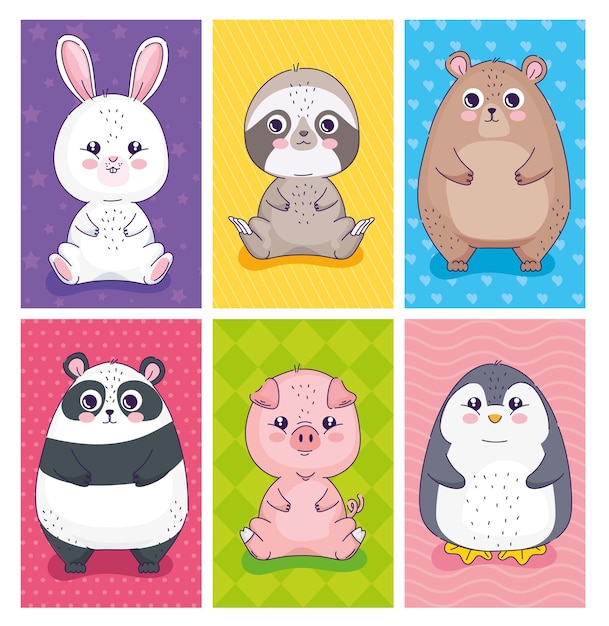 Conjunto de personagens de animais