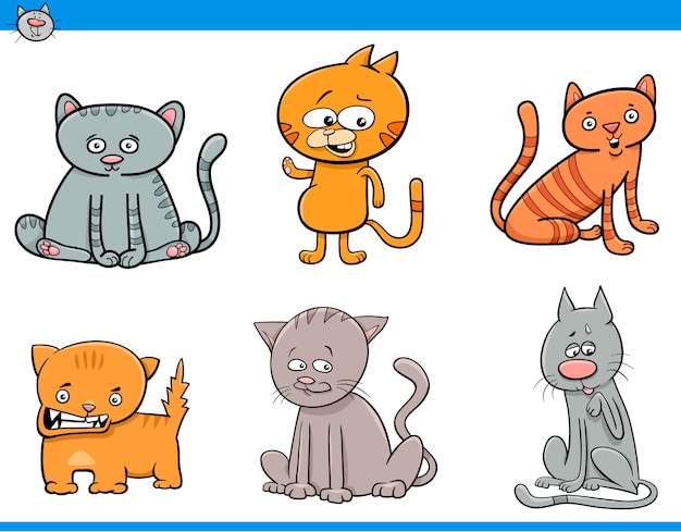 Conjunto de personagens de desenhos animados de gato