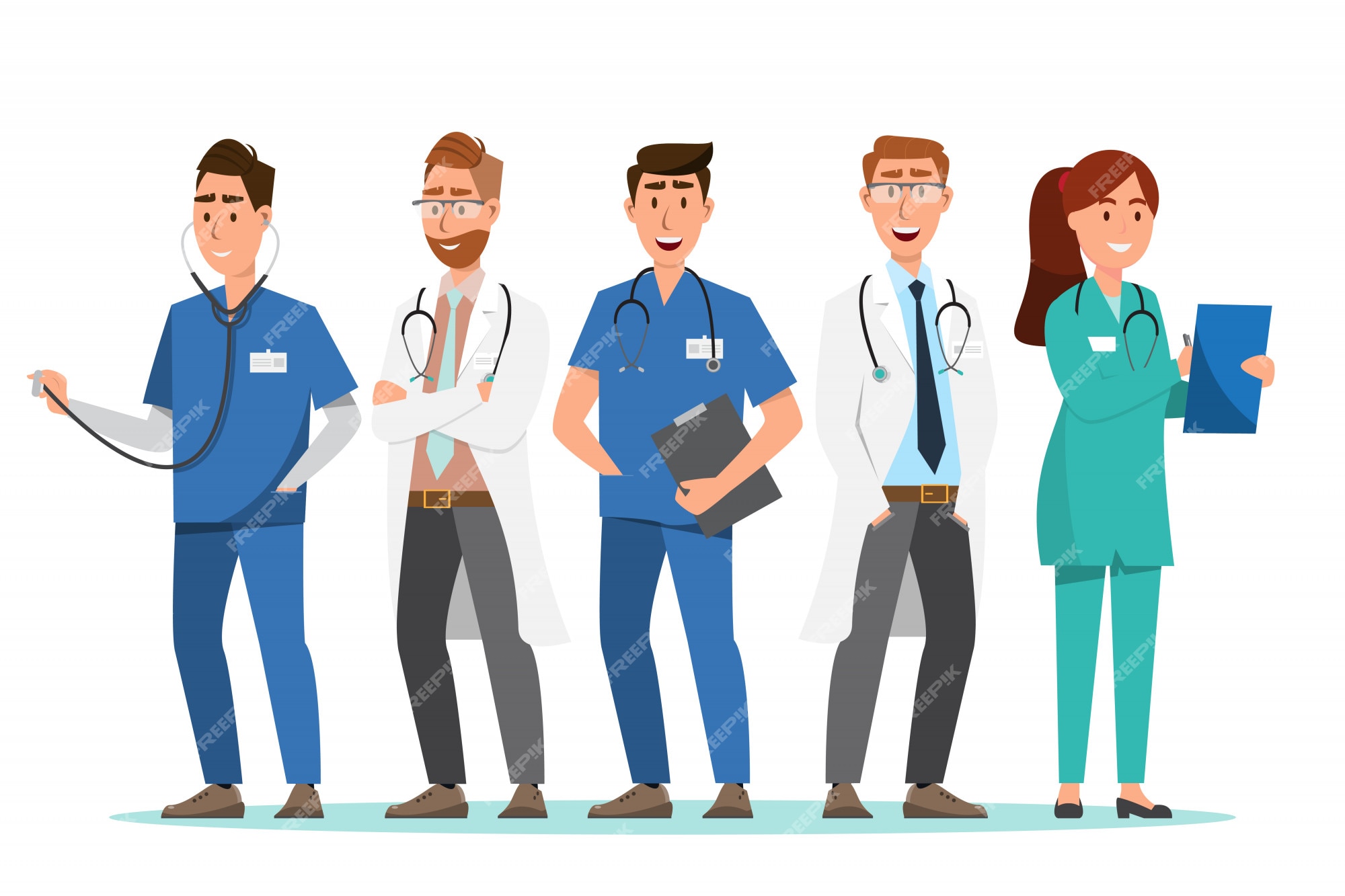 conjunto de personagens de desenhos animados de médico e