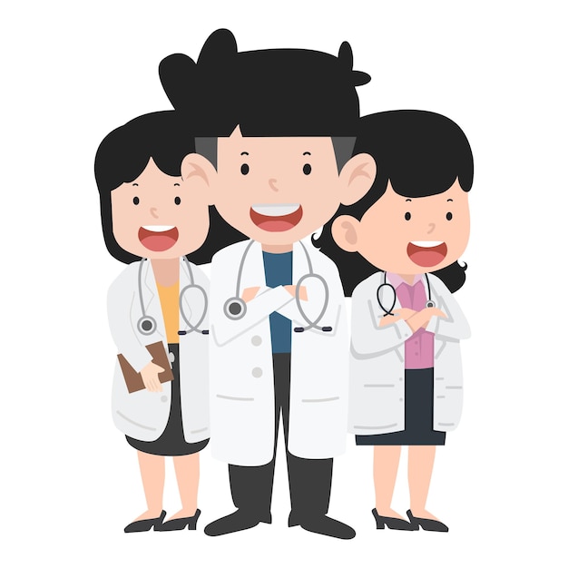 Conjunto de personagens de desenhos animados de médico