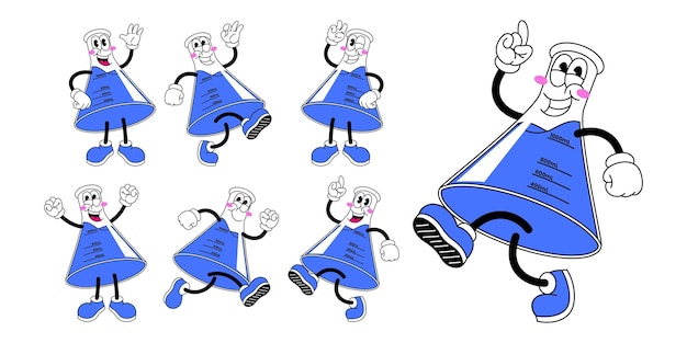 Conjunto de personagens de frascos felizes em várias poses