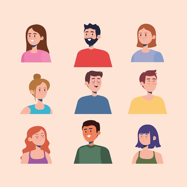 Conjunto de personagens de pessoas