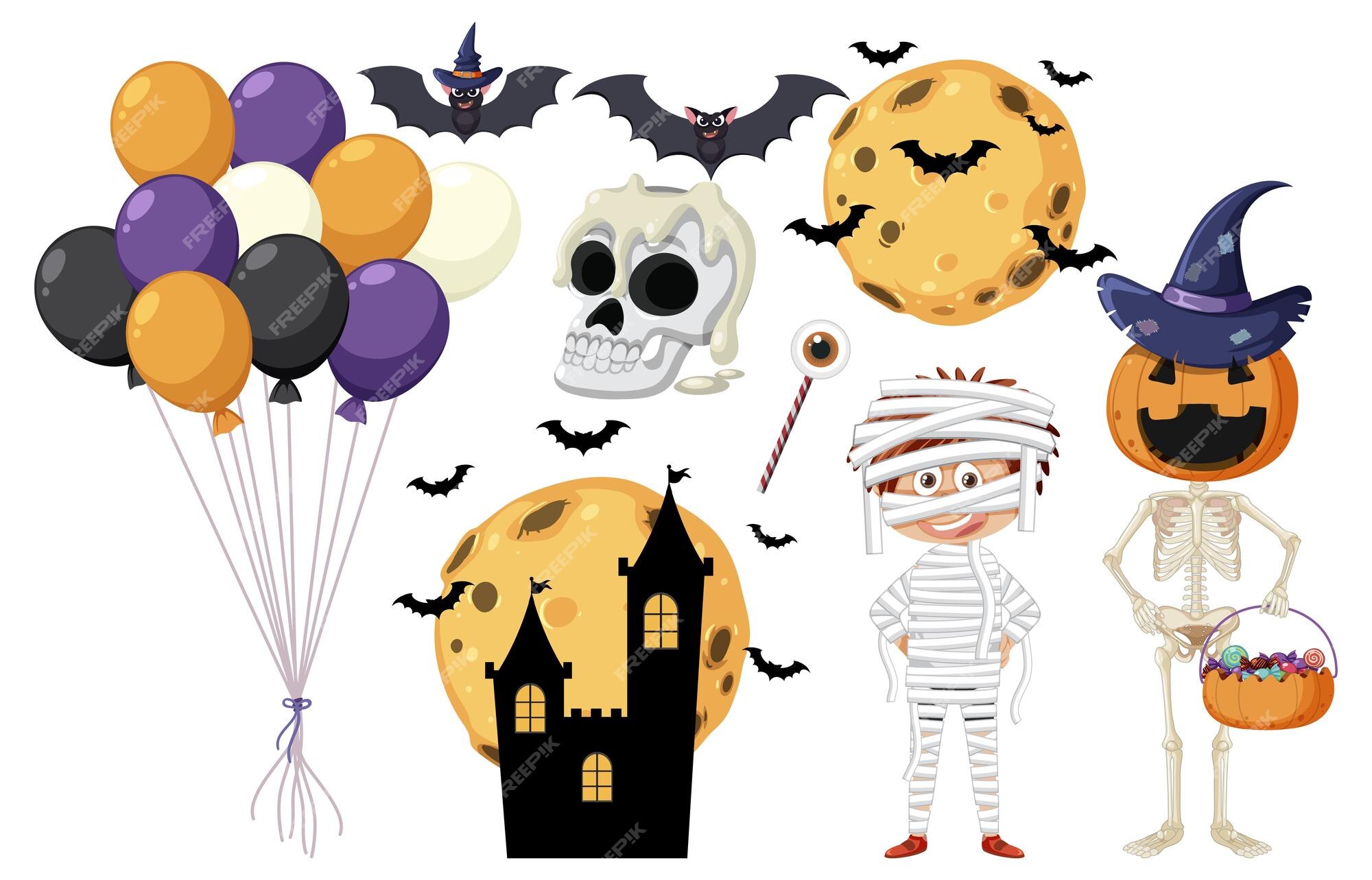 Conjunto de 6 peças multiusos de desenho animado de Halloween