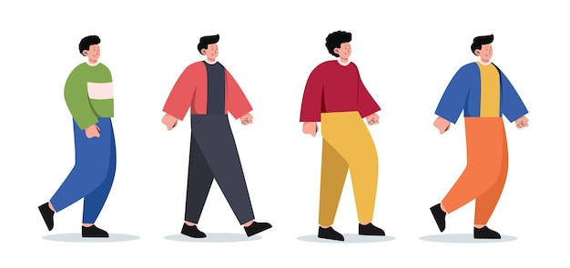conjunto de pessoas de caráter vários movimentos ilustração vetorial