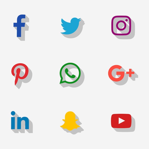 conjunto de pictogramas de logótipos de ícones de redes sociais