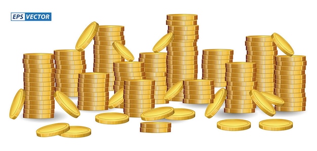Conjunto de pilhas de moedas de dólar em estilo simples ou moeda de dólar em estilo diferente ou conceito de moeda de financiamento