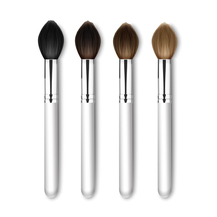 Vetor conjunto de pincéis de blush de maquiagem profissional limpo