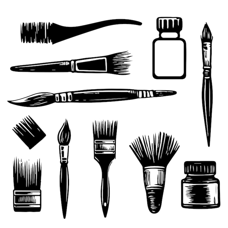 Vetor conjunto de pincéis srtokes conjunto de pinta pincel traço tinta splatter e elementos de design artístico tinta