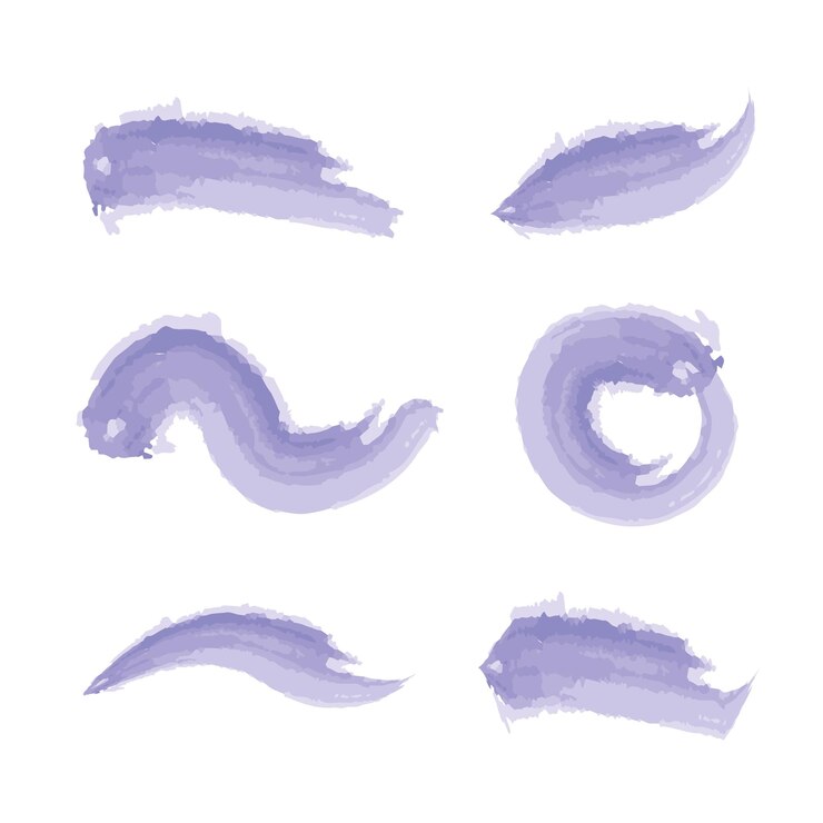 Vetor conjunto de pincel roxo aquarela texturizado