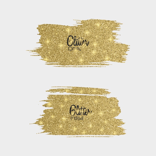 Conjunto de pinceladas de glitter dourado