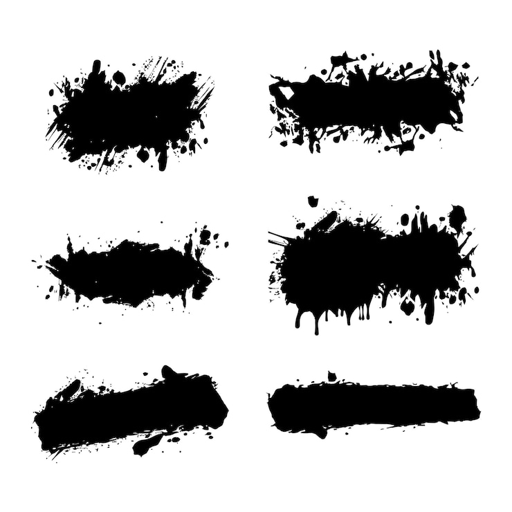 Vetor conjunto de pinceladas de tinta preta