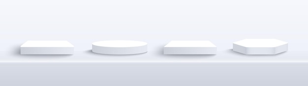 Conjunto de pódios 3D de fundo mat branco