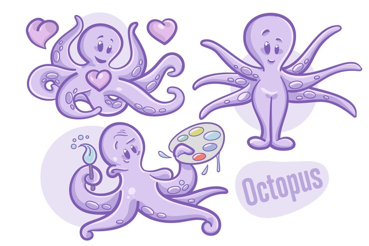 Vetor conjunto de polvo desenhado à mão dos desenhos animados ilustração da vida marinha vector