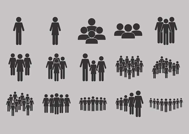 Vetor conjunto de população de pessoas do pictograma