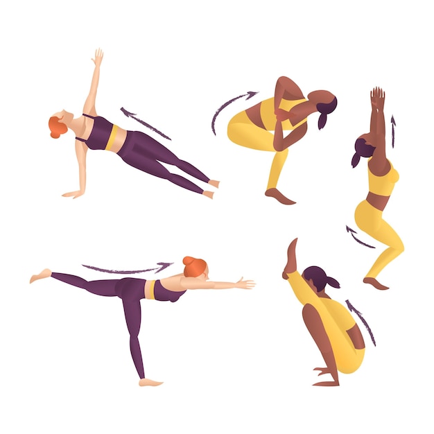 Conjunto de poses de ioga