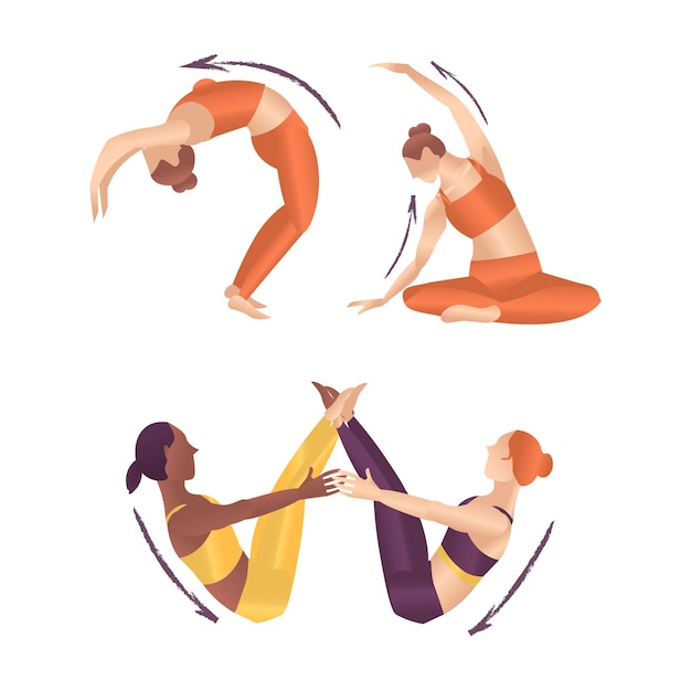 Vetor conjunto de poses de ioga