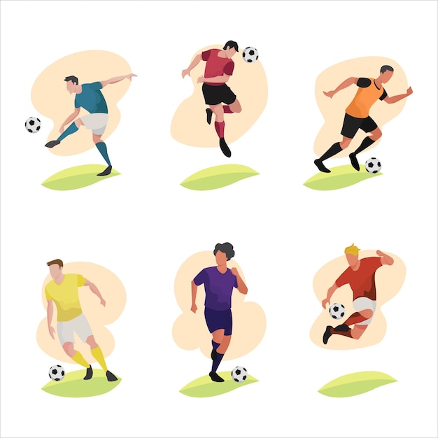 Conjunto de poses de jogador de futebol