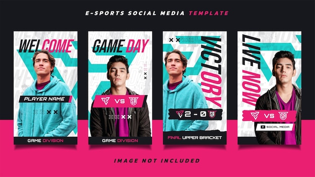 Conjunto de post de mídia social de jogos de esports ou modelo de