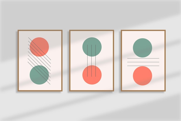 conjunto de pôster de arte de parede de meados do século conjunto de impressão geométrica abstrata