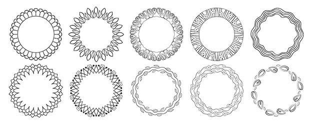 Conjunto de primavera com molduras de flores redondas