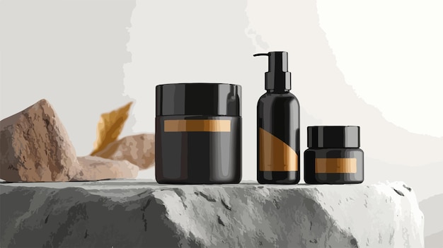 Conjunto de produtos de beleza para cuidados da pele masculina em pedra