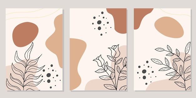 conjunto de projetos de decoração de decoração de parede. fundo estético simples e minimalista com mão desenhada