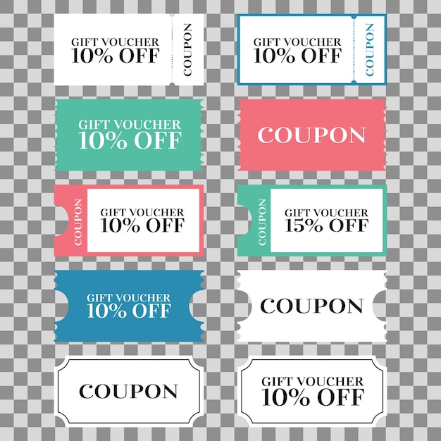 Conjunto de promoções de cupons para anúncios na internet, redes sociais ou cupons. Grandes vendas e super vendas.