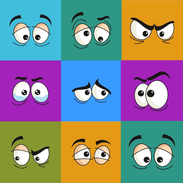 Conjunto de quadrados emoticons enfrenta caracteres