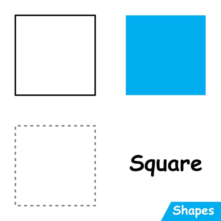 Vetor conjunto de quadrados prontos para uso para a educação, tais como páginas de colorir traçar formas aprender forma quadrada