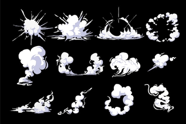 Conjunto de quadrinhos da nuvem de fumaça
